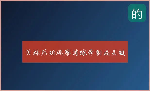 贝林厄姆观察持球牵制成关键